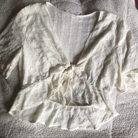 SOLD Lace ruffle tie crop top - Picture 7 of 8